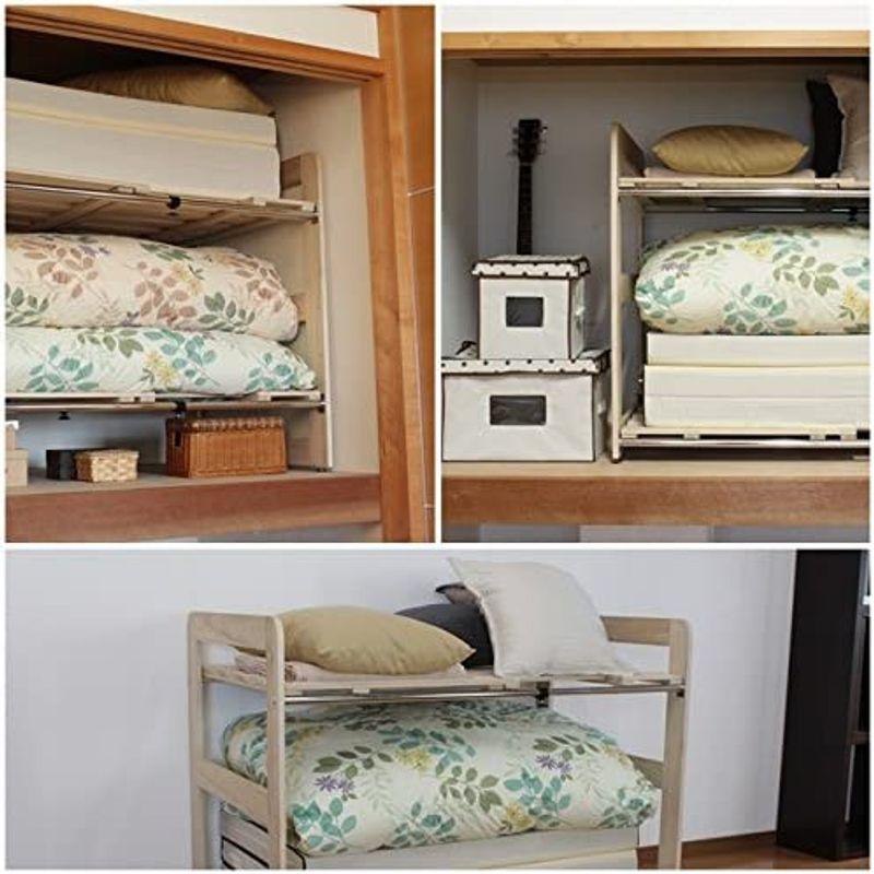 マーケットマーケット布団棚 桐スノコ 押入れ フトン棚 2段 伸縮 圧縮