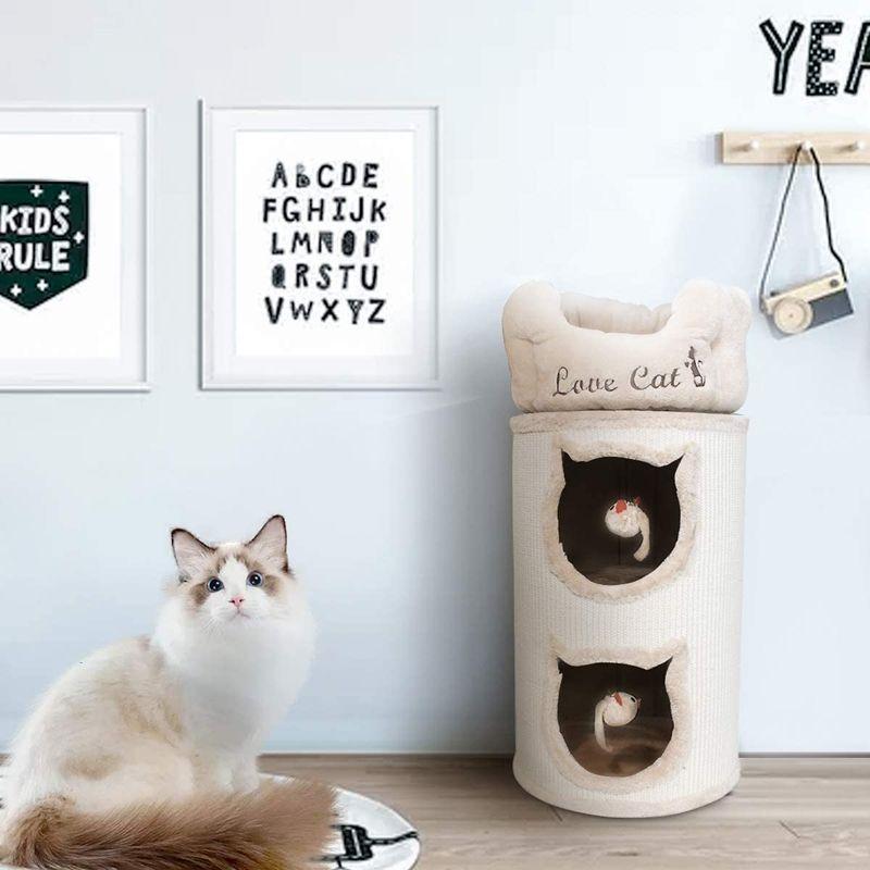 GIBOLEA キャットタワー 猫タワー 円筒 キャットハウス 爪とぎ ストレス解消 サイザル おしゃれ 省スペース オールインワン設計 組 ストレス解消 キャットタワー 猫タワー 円筒 キャットハウス 爪とぎ サイザル おしゃれ 省スペース オールインワン設計 組