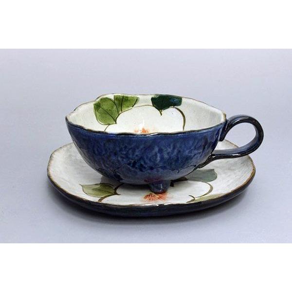 カップ＆ソーサー コーヒー碗皿 色釉白花 [瀬戸焼] : 桜堂