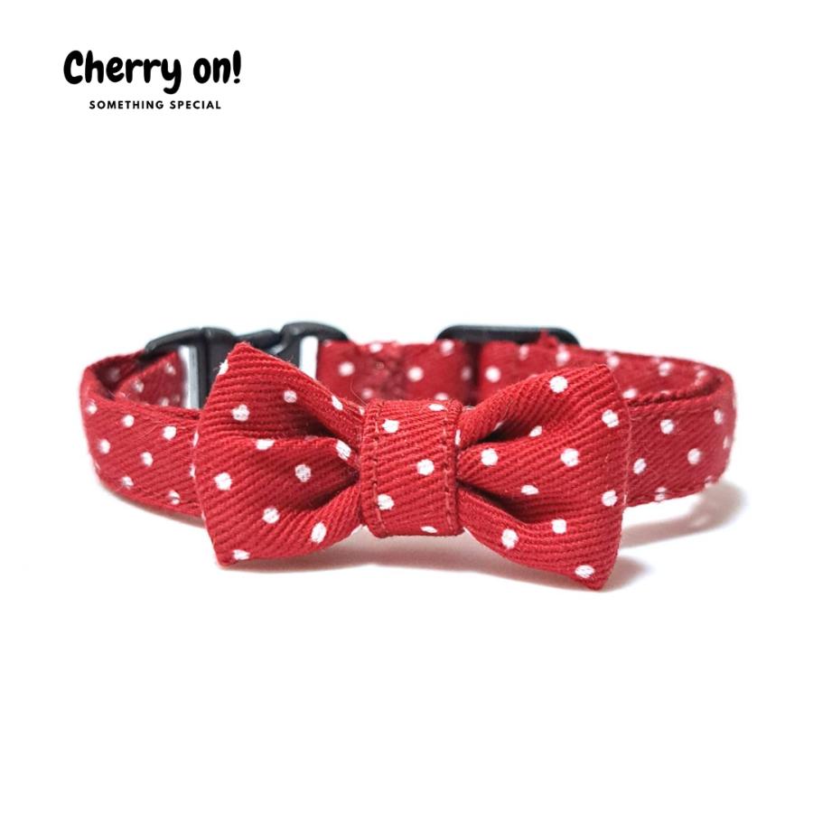 赤色 ドット柄 おしゃれ首輪 成猫用 小型犬用 かわいい かっこいい レッド 鈴付き リボン付き 軽量 セーフティバックル 安全 シンプル ねこ 水玉 シンプル Cherry On 通販 Yahoo ショッピング