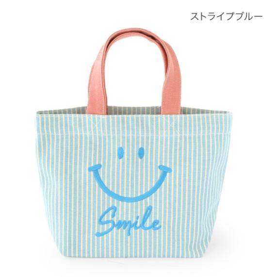 スマイル ミニトートバッグ キャンバス地 刺繍 スマイリーグッズ 星柄