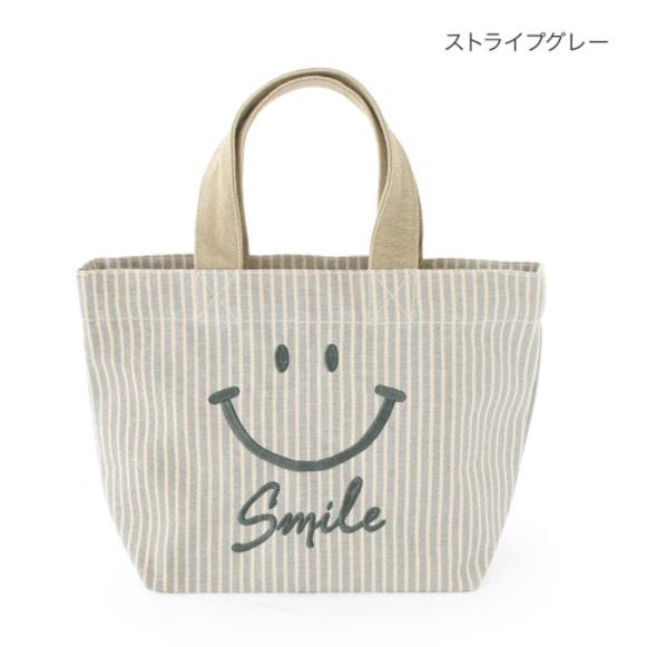 スマイル ミニトートバッグ キャンバス地 刺繍 スマイリーグッズ 星柄