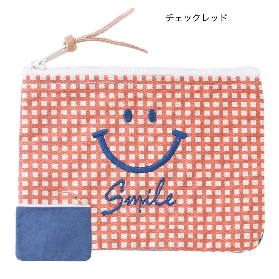 Smile スマイリー おしゃれ ポーチ ファスナー付き チェック柄 マスクケース 小物入れ 笑顔 刺繍 ニコちゃんマーク シンプル かわいい ストライプ プレゼント Cherry On 通販 Yahoo ショッピング