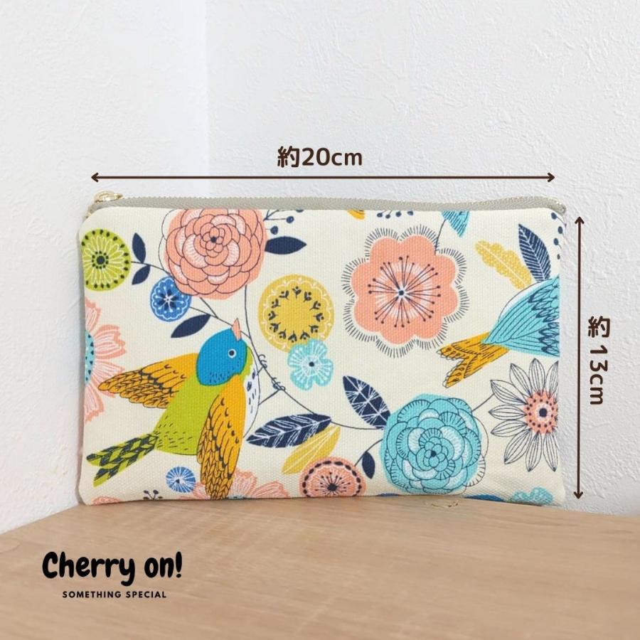 フラットポーチ 春が来た 花柄 うぐいす ファスナーポーチ かわいい