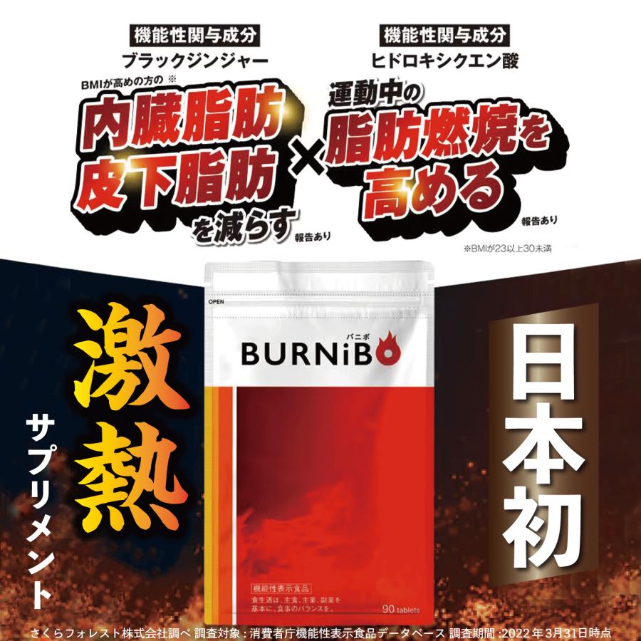 ダイエットサプリ ブラックジンジャー 脂肪燃焼 ヒハツエキス ビタミンB群 カルニチン バニボ BURNiBO 1袋 さくらの森｜sakura-forest｜02