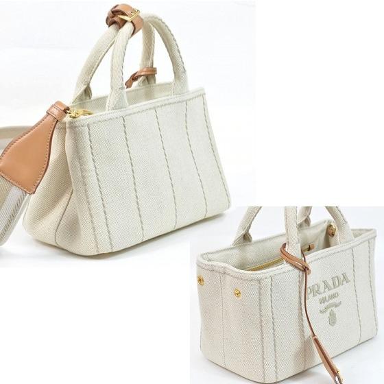 【emma専用】PRADA ミニハンドバッグ レディース カナパ 1BA038 PRADA（プラダ） 【美品】プラダ 1BA038 カナパ リネンブレンド ミニ