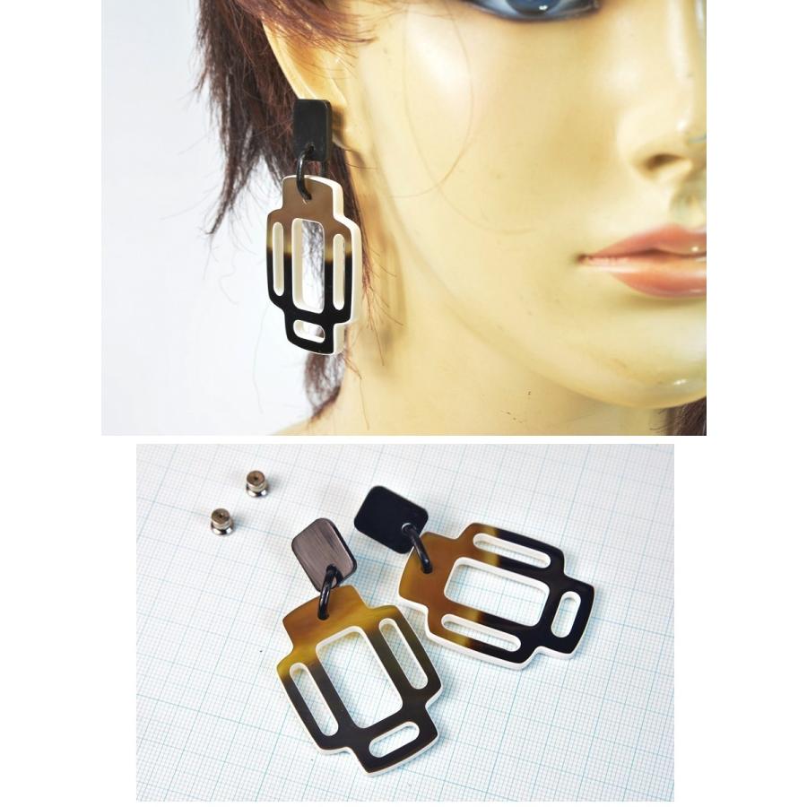 HERMES 【美品】エルメス ピアス リズム バッファローホーン : サクラ 