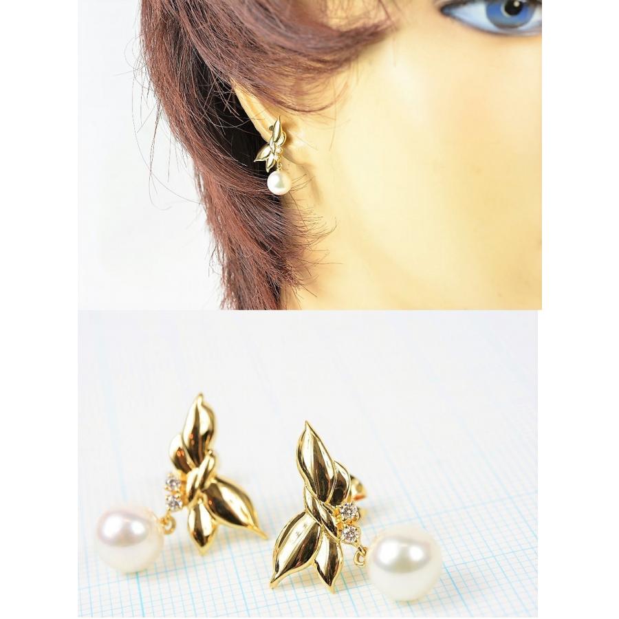 MIKIMOTO 【美品】ミキモト ピアス パール ダイヤ : サクラ