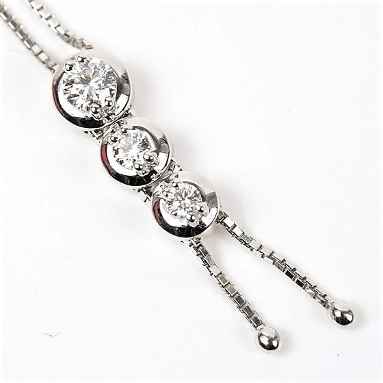 美品】タサキ 田崎真珠 K18WG ダイヤ ネックレス トリロジー  