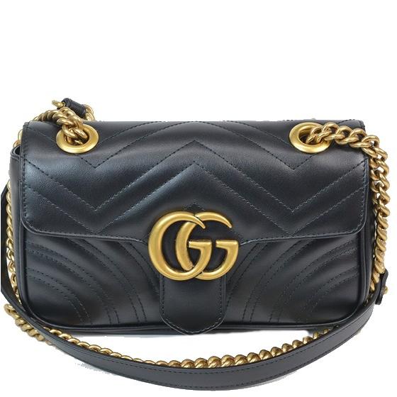 GUCCI グッチ GGマーモント キルティング ミニバッグ 446744 ショルダーバッグ GGキャンバス ベージュ ブラック レディース /253717【中古】 GUCCI（グッチ） 【新品・未使用】グッチ バッグ GGマーモント