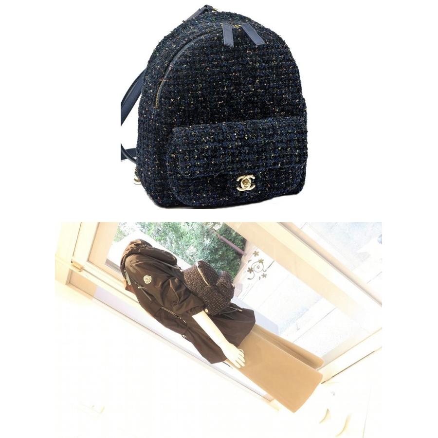 CHANEL 【美品】シャネル ツイード バックパック リュックサック