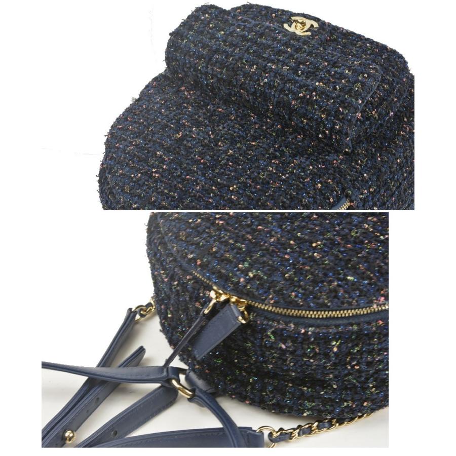 CHANEL ツイードバックパック ネイビー CHANEL（シャネル） 【美品】シャネル ツイード バックパック リュック