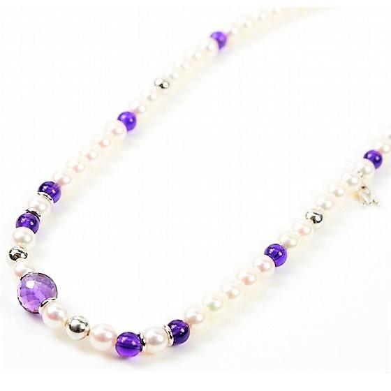 【ミキモト 】k18 アメジスト パール ネックレス MIKIMOTO 【美品】ミキモト K18 パール アメジスト ネックレス