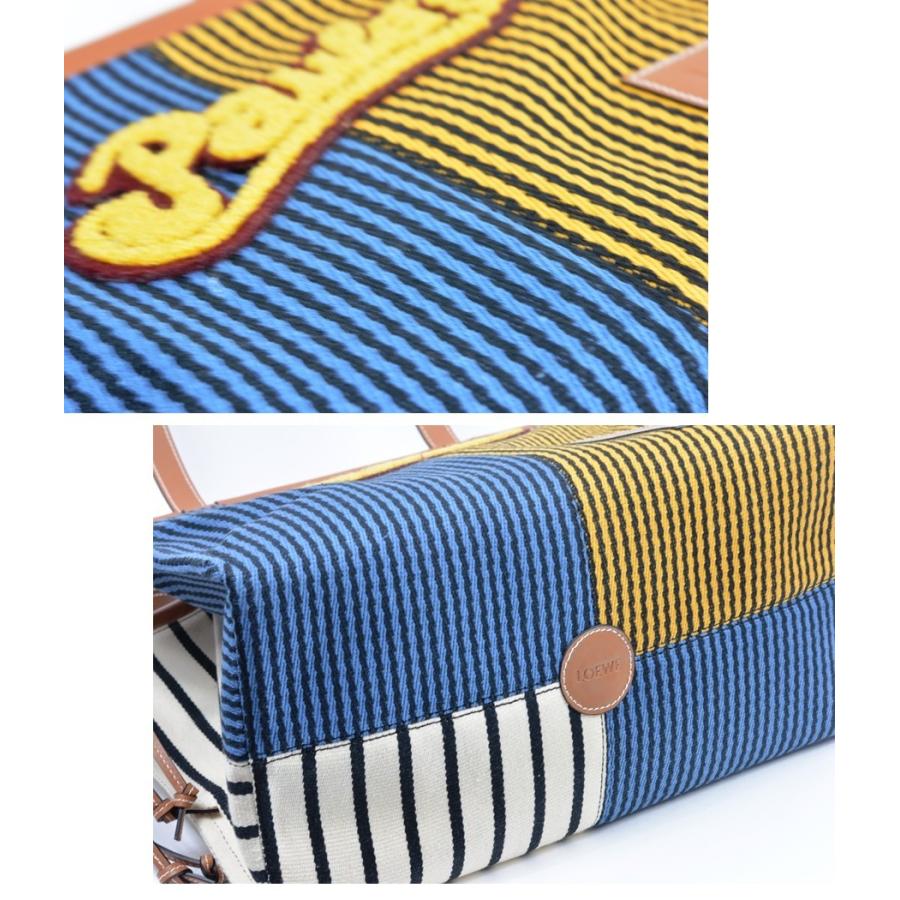 LOEWE ストライプ 巾着袋 ピンク　ロエベ ロエベ 巾着 バッグ ec-22948 ピンク ストライプ 美品 ラージ