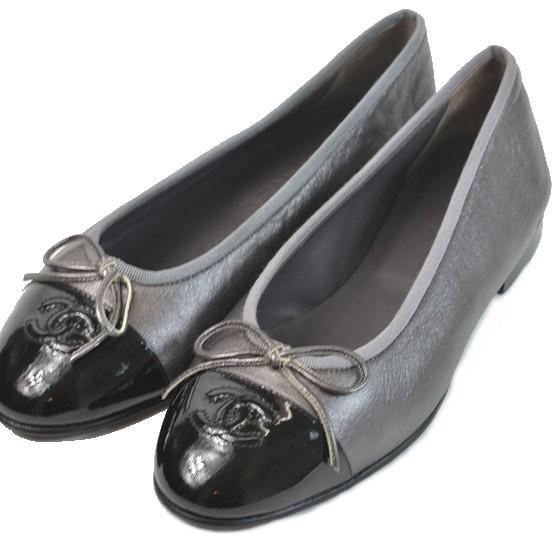 初回限定】 シャネル フラットシューズ ココマーク バイカラー バレエ