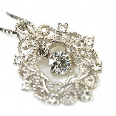 K18WG　ダイヤモンド ダイヤネックレス　0.10ct　0.18ct