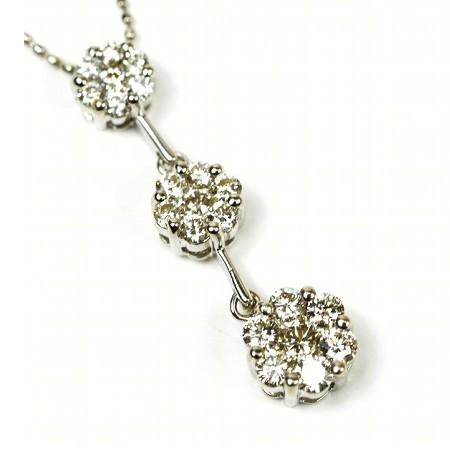 超美品】K18WG ダイヤモンド ネックレス フラワー ダイヤ 1.00ct 