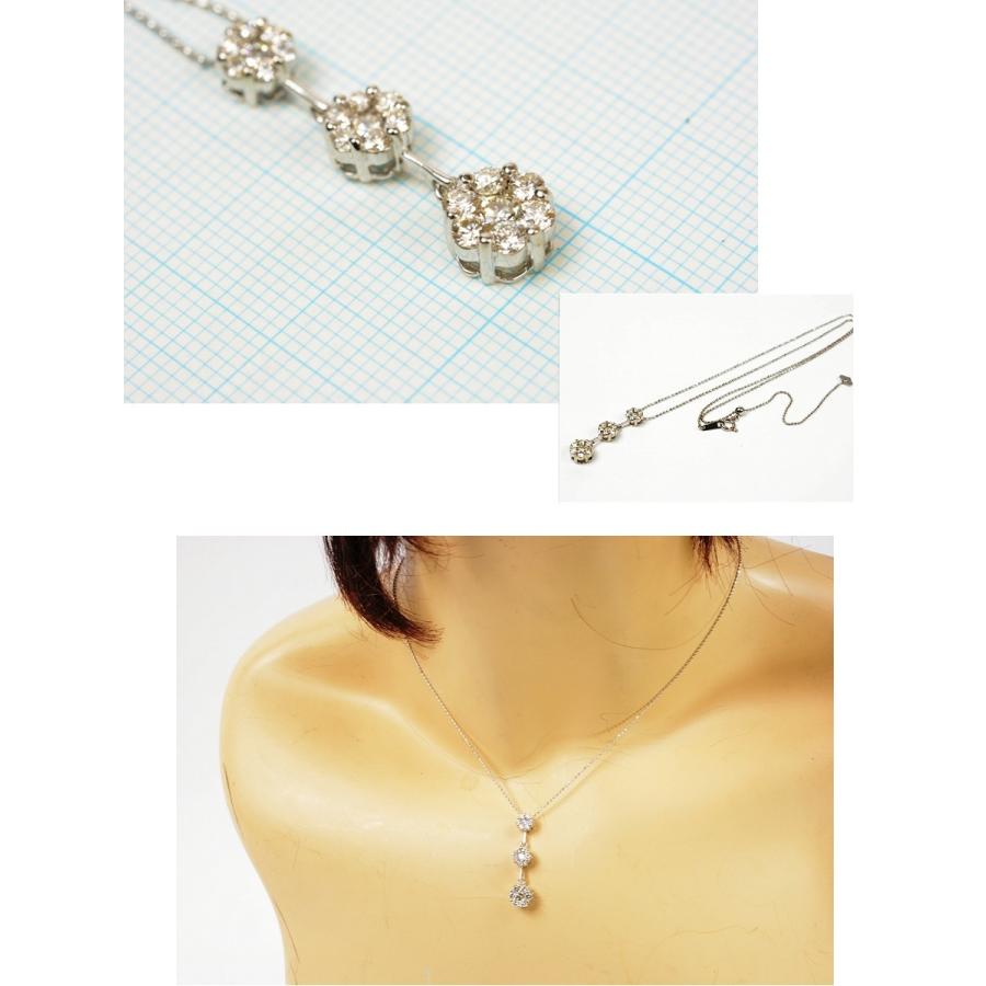 超美品】K18WG ダイヤモンド ネックレス フラワー ダイヤ 1.00ct 