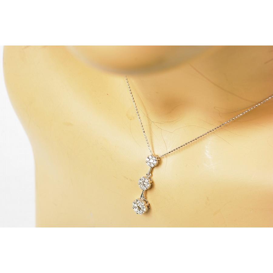 超美品】K18WG ダイヤモンド ネックレス フラワー ダイヤ 1.00ct 