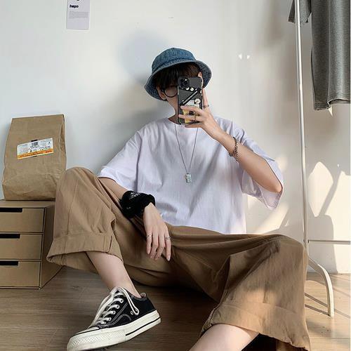 最高 Tシャツ カットソー Xl ホワイト メンズ シンプル 無地 ビッグシルエット Tシャツ ストリート カジュアル ダンス ロック 大きめドロップショルダー ファッション Www Threeriversofs Com