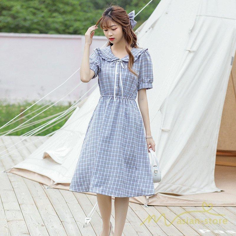 ワンピース レディース 夏 ロング丈 ワンピース ひざ下丈 チェック柄 ワンピース Aライン かわいい ロング丈ワンピース 大人 ゆったり 着痩せ お出かけ Ska 4908rvhic サクラ 通販 Yahoo ショッピング