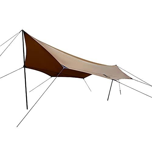 OneTigris ポリコットンTC タープ ポール付き 4m x 5m オクタゴン サンシェード 
