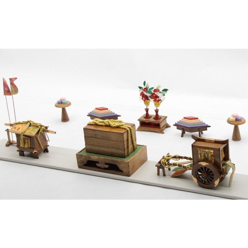 まこちゃん　４０号　お雛様道具セット　古代八重菊蒔絵　京風御所車 アウトレット品 雛人形お道具セット 40号 it-1027 六品道具 古代塗り