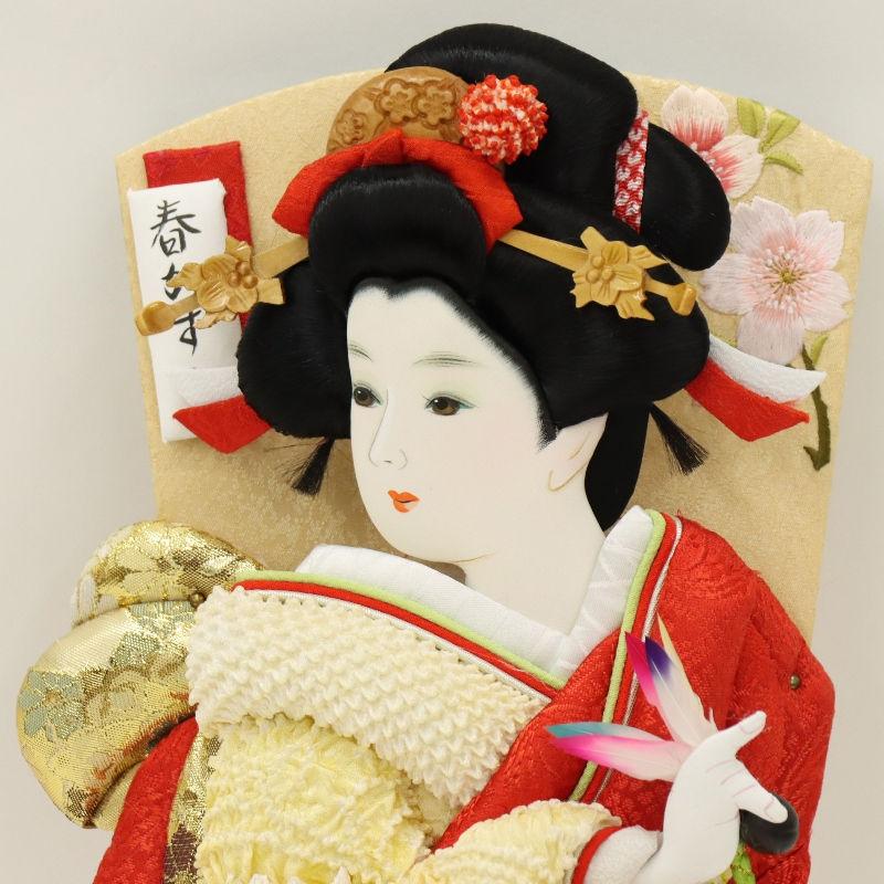 羽子板 羽子板単品 かのこ刺繍 13号 高さ42cm 鹿の子絞り×刺しゅう 2024-tst021の画像