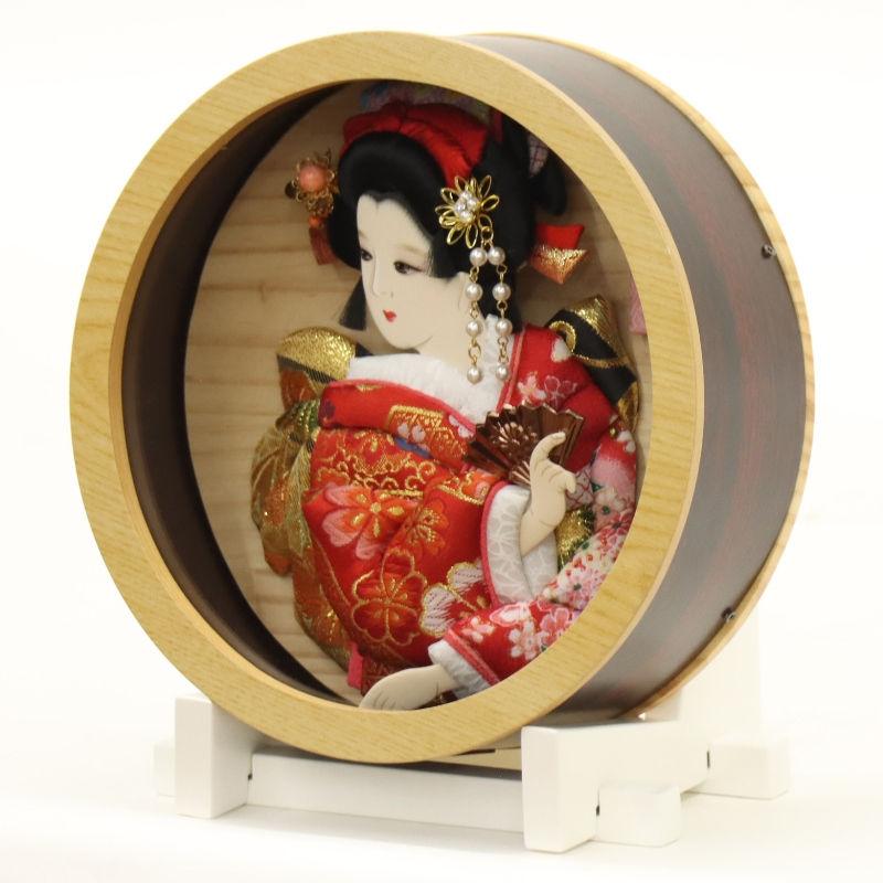 羽子板 壁掛け飾り まどか 円形 高さ22cm スタンド付き アクリル 円型ケース 2024-tst067の画像