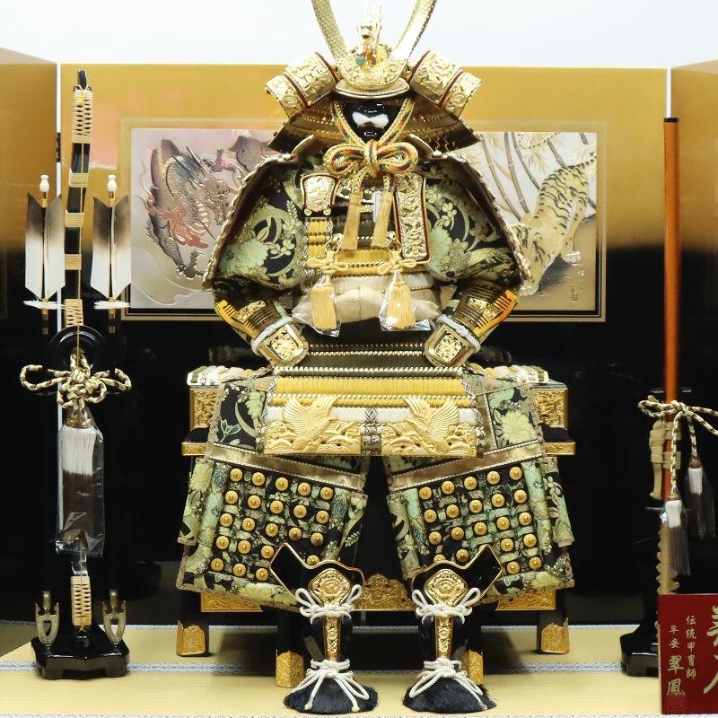 五月人形 鎧飾り高床飾 翠鳳作 15号 翔鷹 ゴールド彫金龍虎 2024-yb002