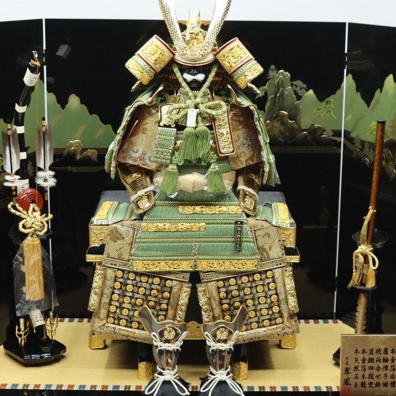 五月人形 鎧飾り高床飾 翠鳳作 15号 京鎧 手描き蒔絵山水 2024-yb003