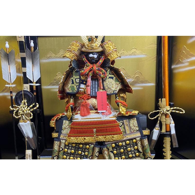 五月人形 鎧飾り高床飾 平安道翠作 8号 極上連山 2024-yb076 幅90cm