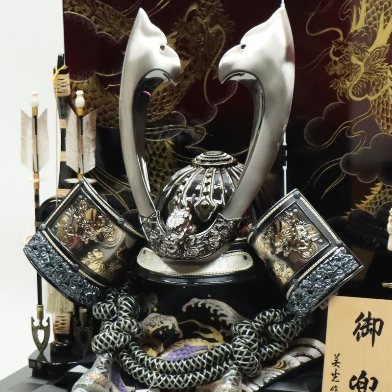 五月人形 兜飾り収納飾 美光作 25号 着用兜 京金彩双竜 2024-yb083 幅