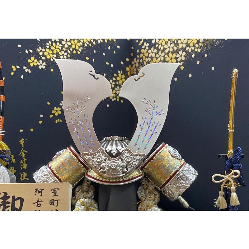 五月人形 兜飾り収納飾 翠鳳作 12号 阿古陀 伊吹 2024-yb117 幅47cm