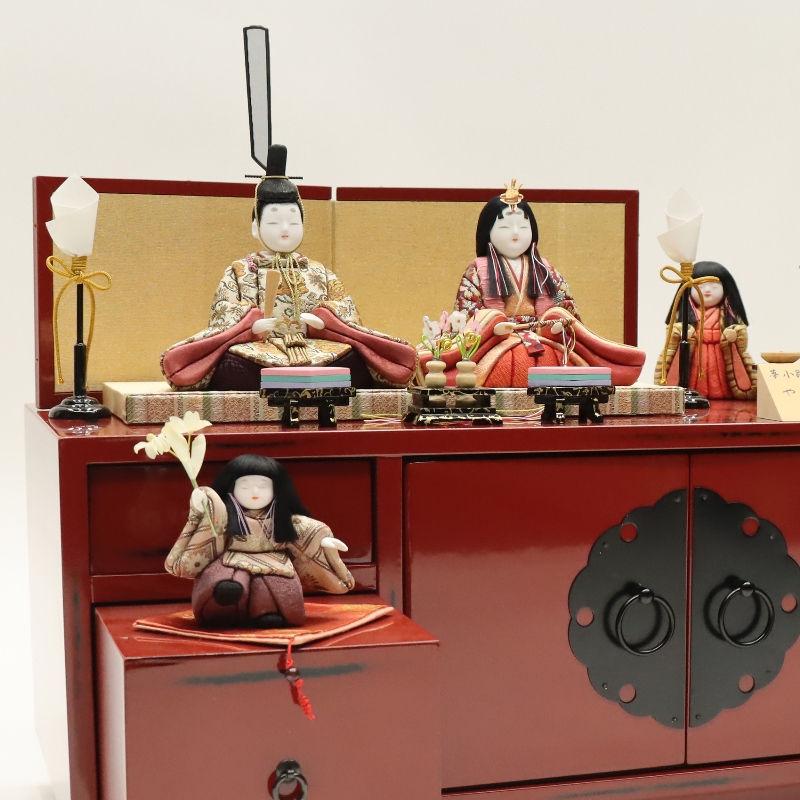 雛人形 収納飾り やよい小筐 柿沼東光 木目込七人 夢小雛 箪笥タイプ