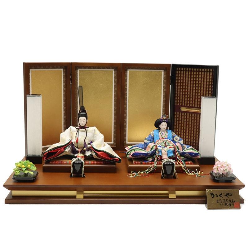 雛人形 親王平飾り かぐや 久月 京十番 親王 格子付き金屏風 2024