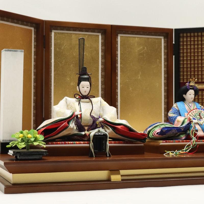 雛人形 親王平飾り かぐや 久月 京十番 親王 格子付き金屏風 2024