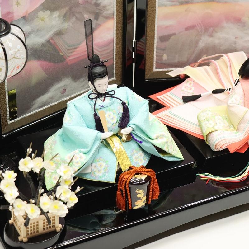 雛人形 親王平飾り 優雅雛 尊正 小三五 親王 手描京友禅小桜ぼかし