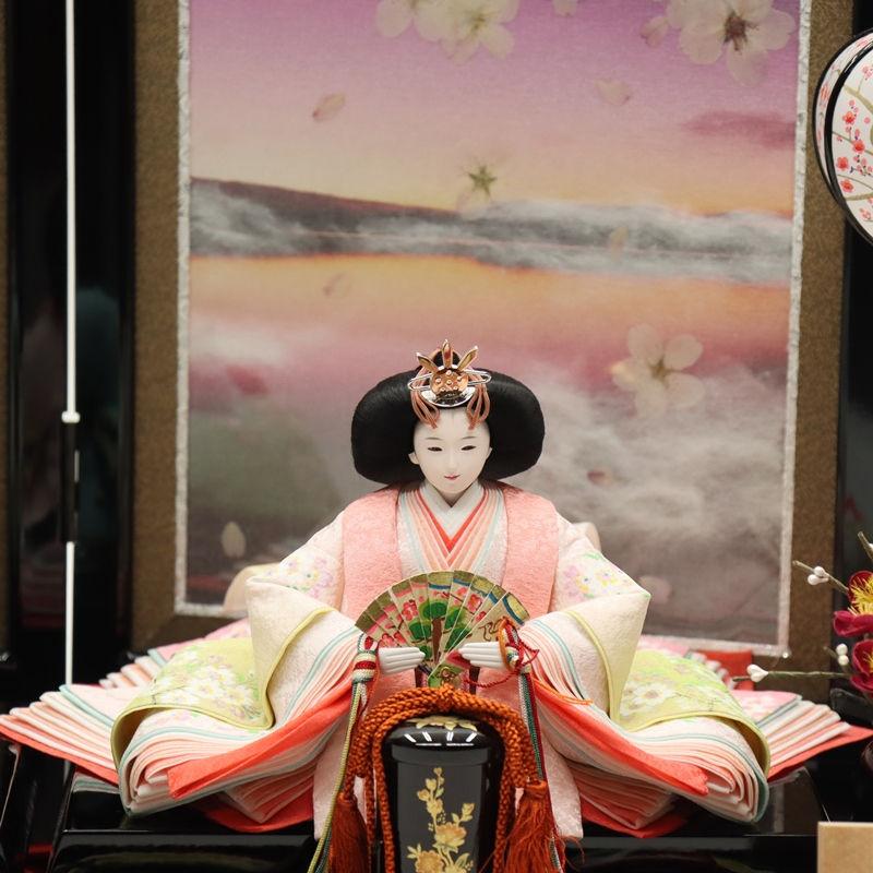 雛人形 親王平飾り 優雅雛 尊正 小三五 親王 手描京友禅小桜ぼかし
