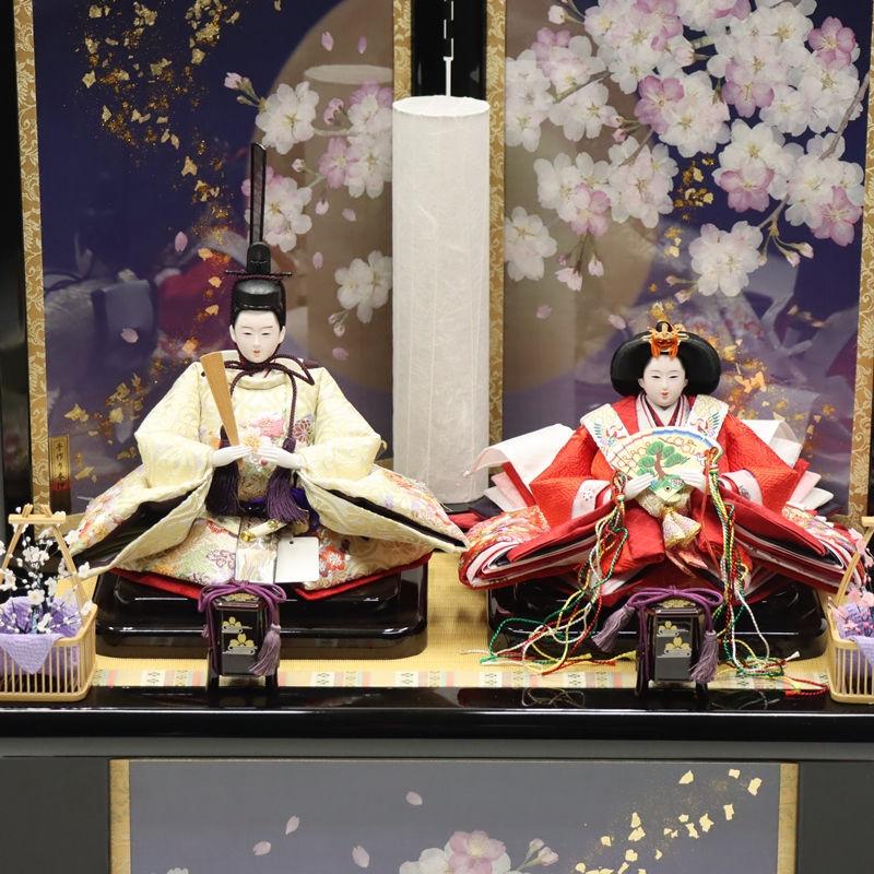 雛人形 収納飾り 雛ごよみ 千匠 小三五 親王 桜刺繍 押し花屏風月桜の