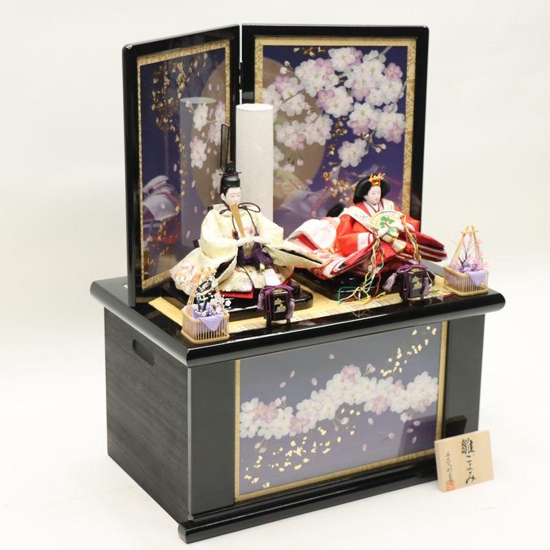 雛人形 収納飾り 雛ごよみ 千匠 小三五 親王 桜刺繍 押し花屏風月桜の