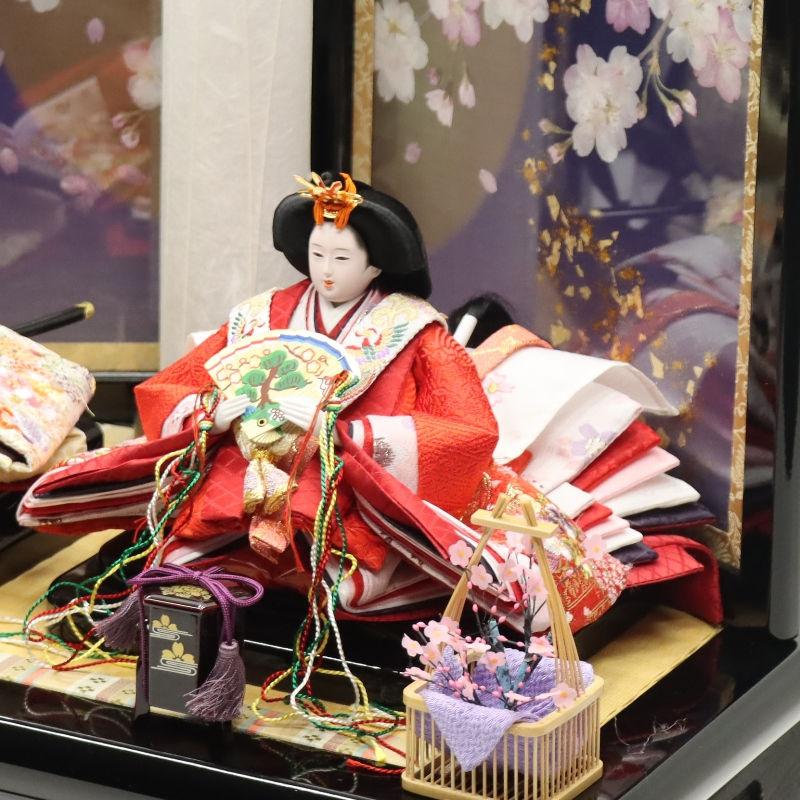 雛人形 収納飾り 雛ごよみ 千匠 小三五 親王 桜刺繍 押し花屏風月桜の