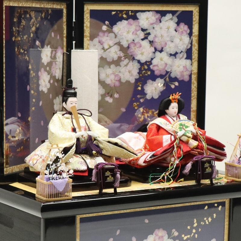 雛人形 収納飾り 雛ごよみ 千匠 小三五 親王 桜刺繍 押し花屏風月桜の