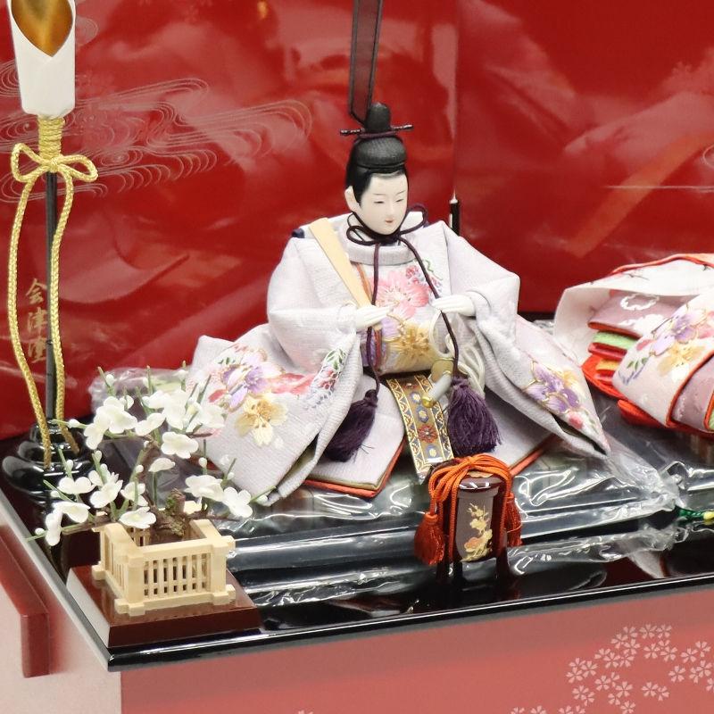 三段五人飾り ひな人形 正絹 有松絞り 桜刺繍 収納飾り 新品未使用展示品 雛人形 三段収納飾り 芥子親王 柳官女 五人揃い 優美桜 （引き出し式