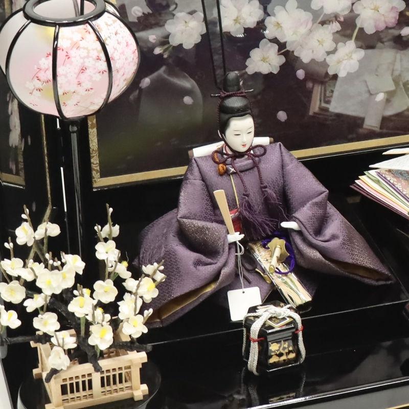 雛人形 親王平飾り 春乃 平安寿峰 京十番 親王 京雛殿 押し花屏風夜桜幻想 2024-yg066 幅80cm 平飾_5