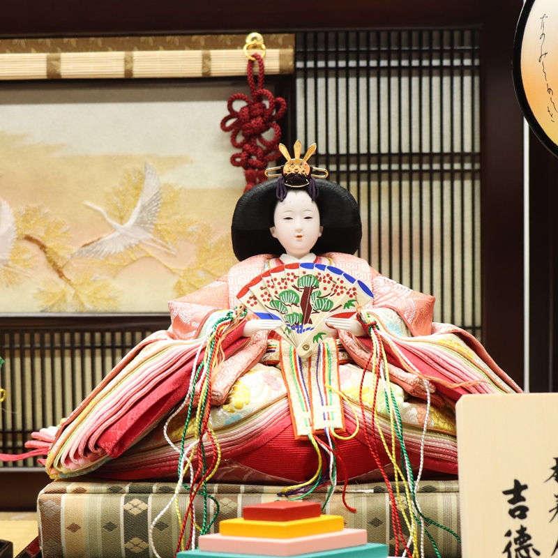 雛人形 段飾り 春窓雛 吉徳大光 京十親王 五寸官女 江都みやび 正絹 春窓三段飾り 2024-yg123 幅85cm 三段飾_6