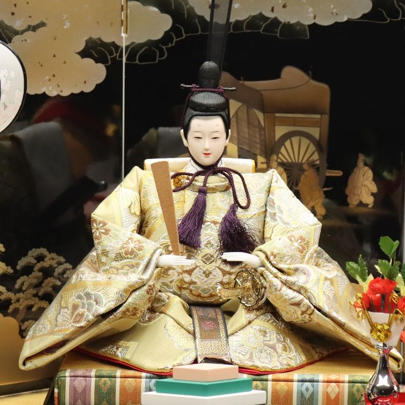 雛人形 段飾り 奏 京十番親王 芥子官女 金襴ゴールド×レッド 平安絵巻