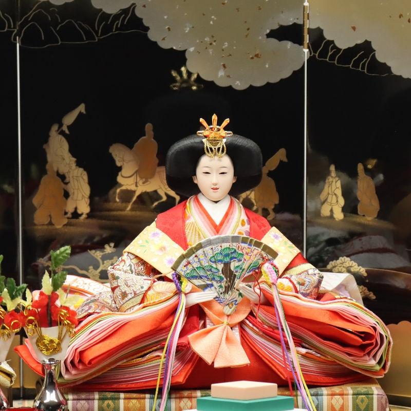 雛人形 段飾り 奏 京十番親王 芥子官女 金襴ゴールド×レッド 平安絵巻