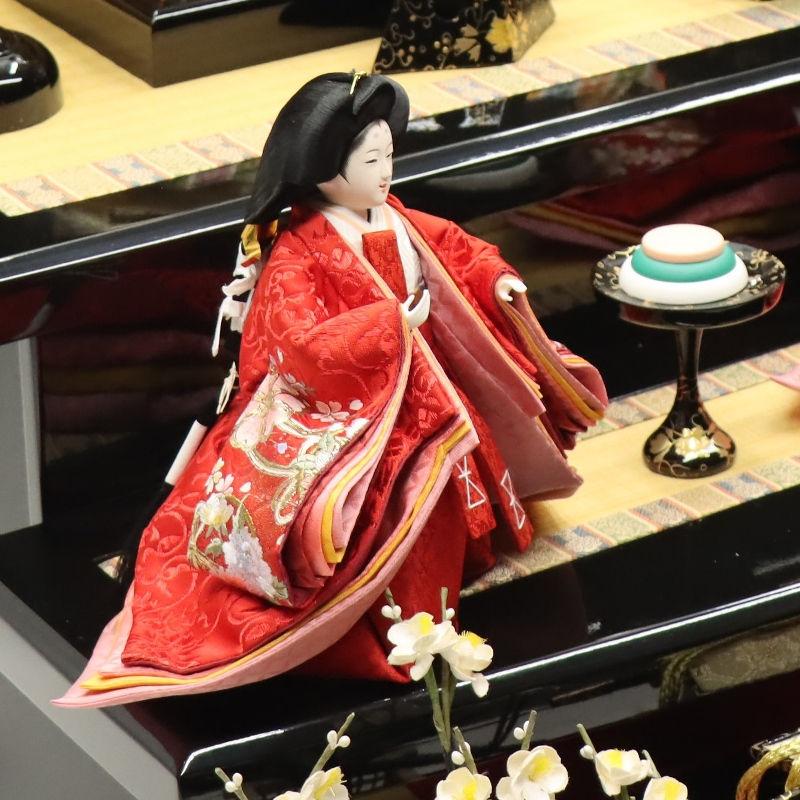 雛人形 段飾り 奏 京十番親王 芥子官女 金襴ゴールド×レッド 平安絵巻