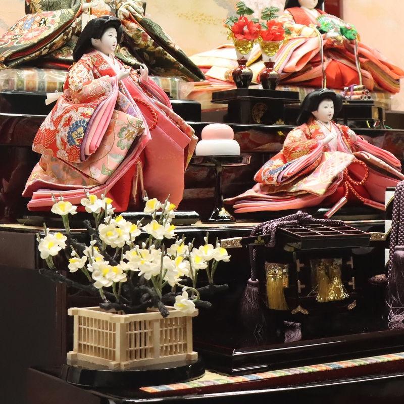 雛人形 段飾り 妙〜たえ 松寿 京七番親王 大三五官女 平安 春慶塗り
